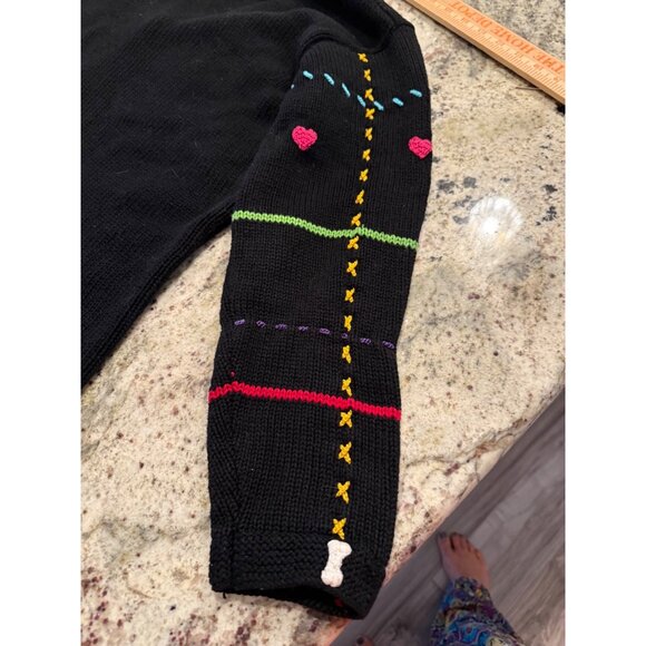 VTG Novelty Storybook Knits chunky Hand-knit puppy dog Sweater Cardigan M Read - Picture 10 of 12